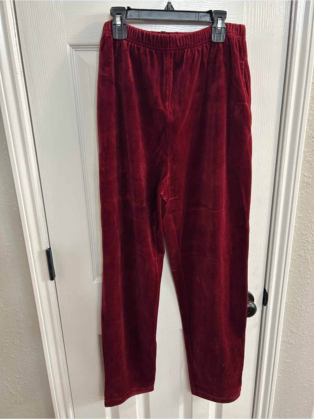 Valerie Stevens Sport Women's Burgundy Velour Casual Pants size M pull on